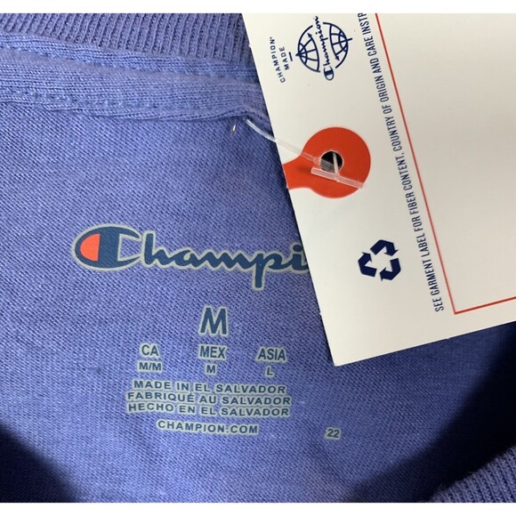 Champion Classic Comfortable Crewneck Men's T-Shirt Blue Graphic Tee Size Medium - Picture 7 of 9